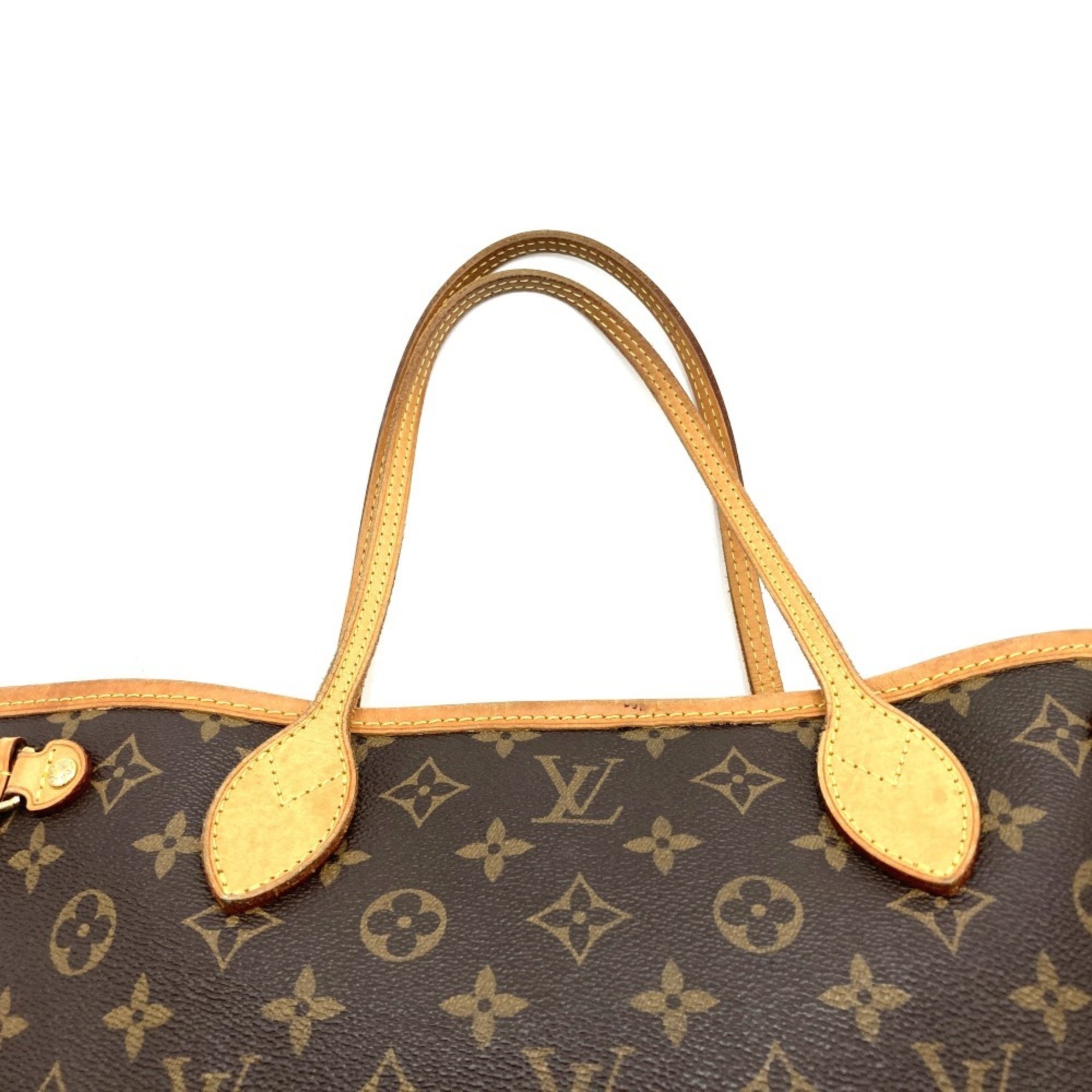 LOUIS VUITTON M41245 Neverfull PM Handbag Tote Bag Brown Pink Monogram Canvas Leather