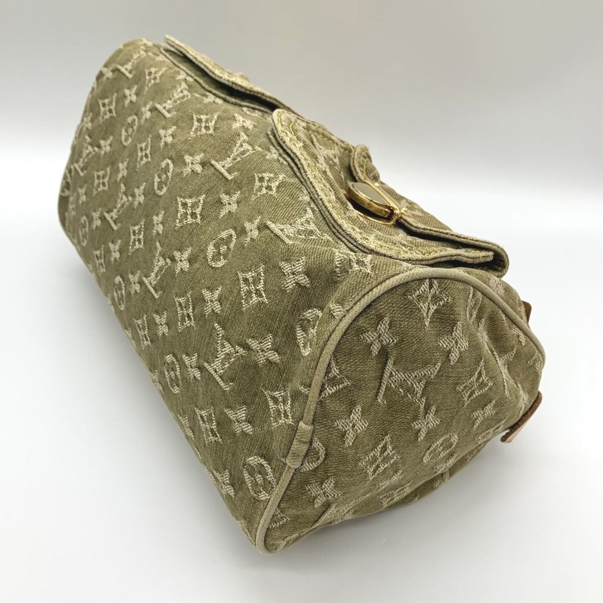 LOUIS VUITTON Louis Vuitton Neo Speedy Handbag Monogram Denim Leather Khaki Riken Ladies M95215