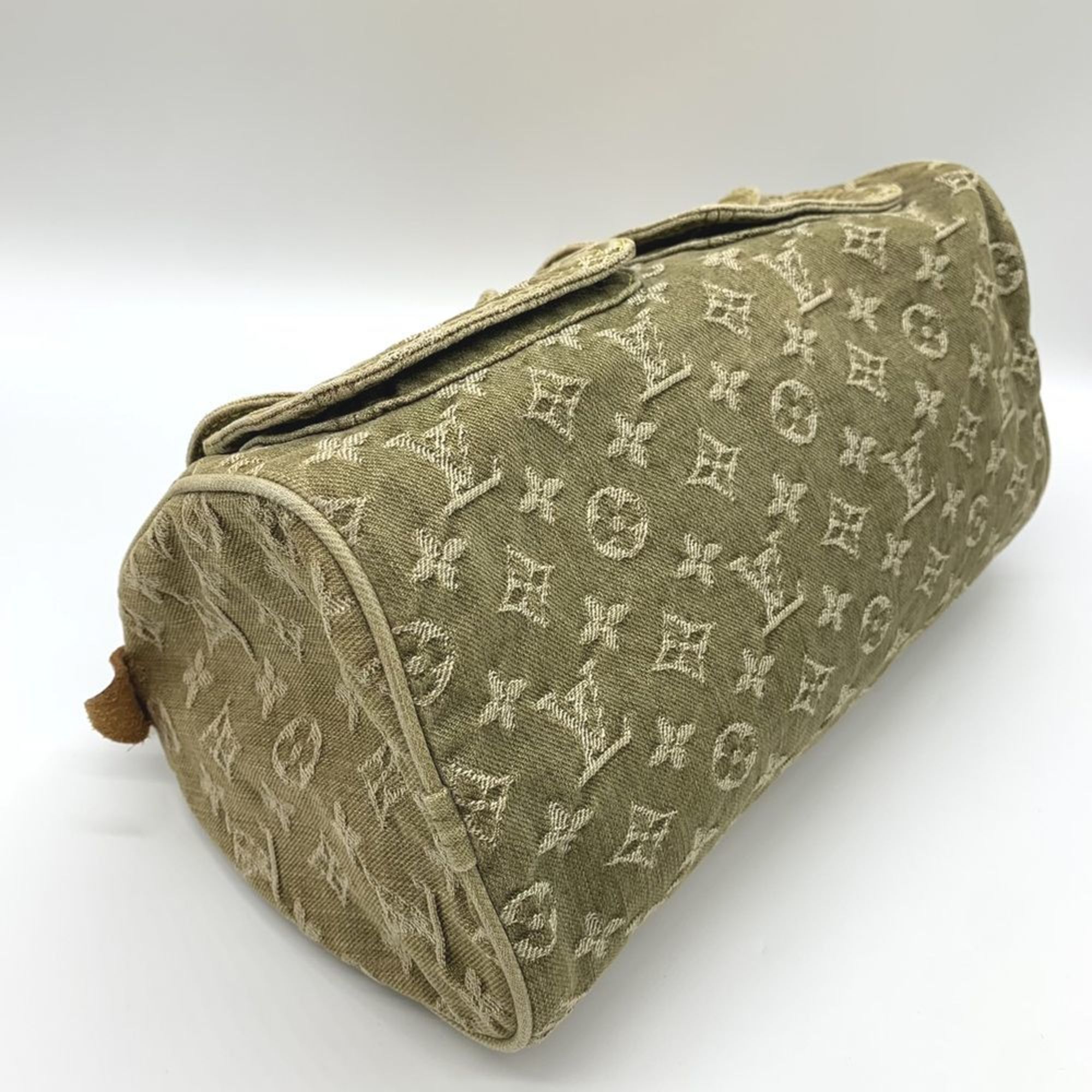 LOUIS VUITTON Louis Vuitton Neo Speedy Handbag Monogram Denim Leather Khaki Riken Ladies M95215