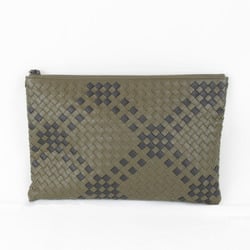 BOTTEGAVENETA Bottega Veneta Clutch Bag Leather Khaki Women's