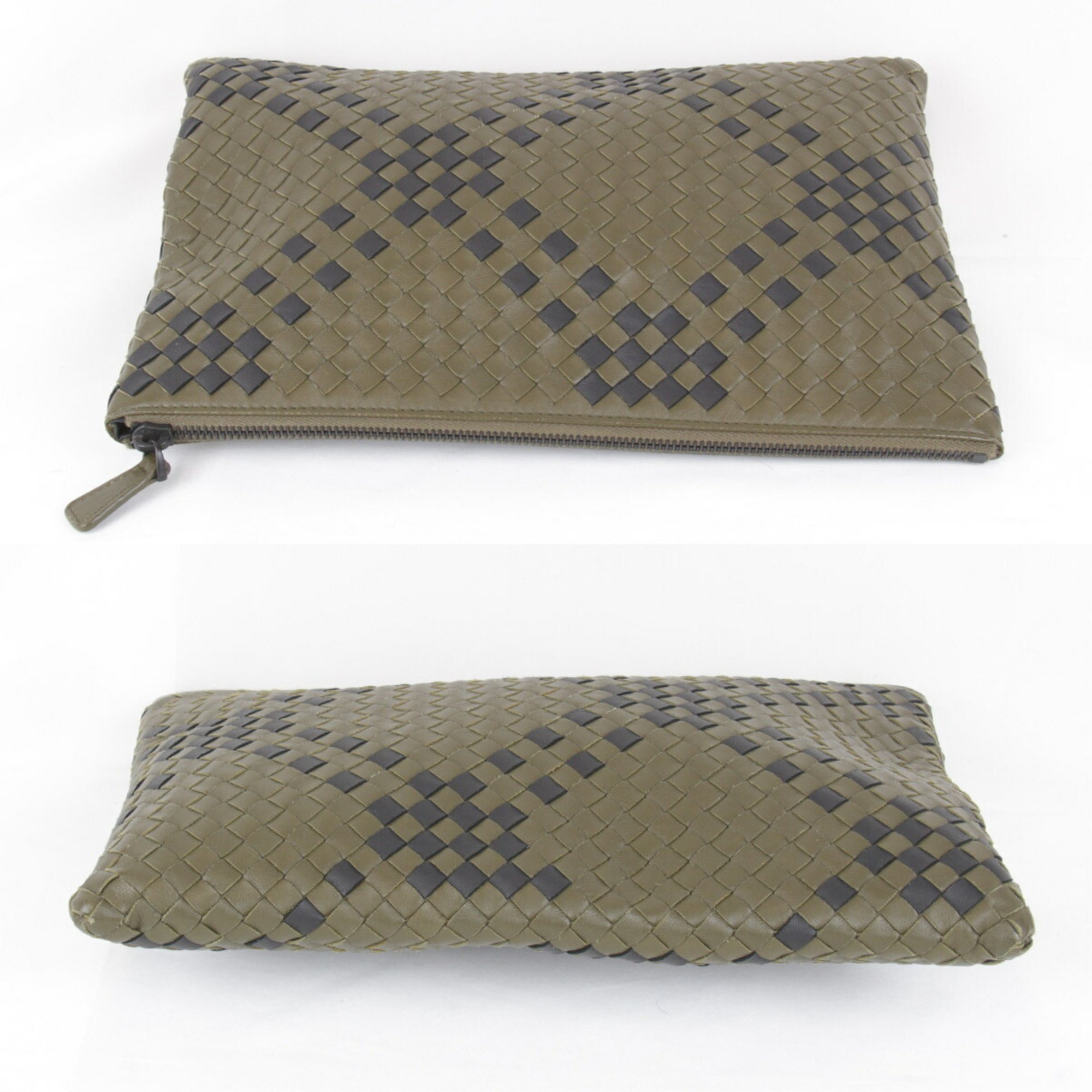 BOTTEGAVENETA Bottega Veneta Clutch Bag Leather Khaki Women's