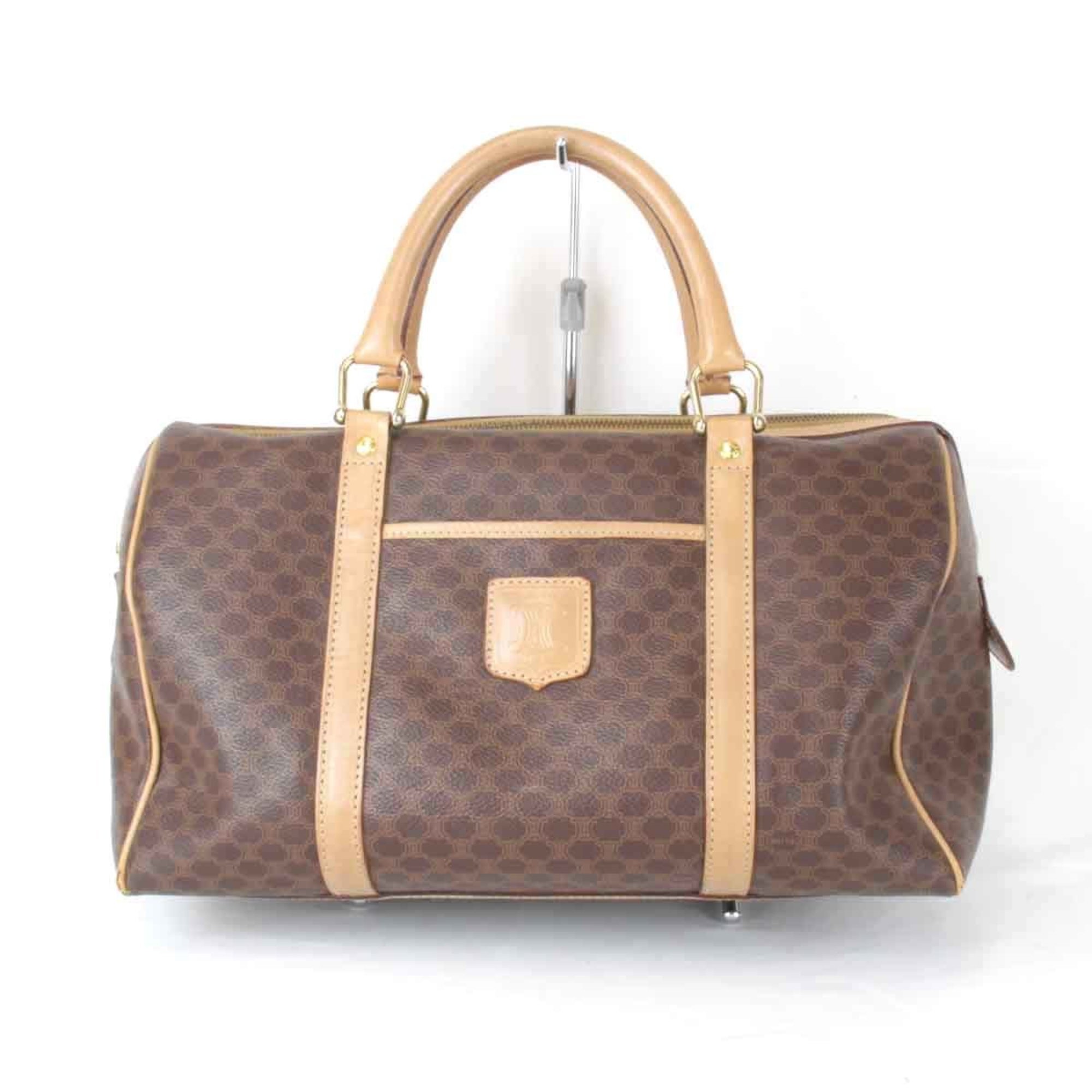 CELINE Macadam Boston Bag / Leather Brown Women's