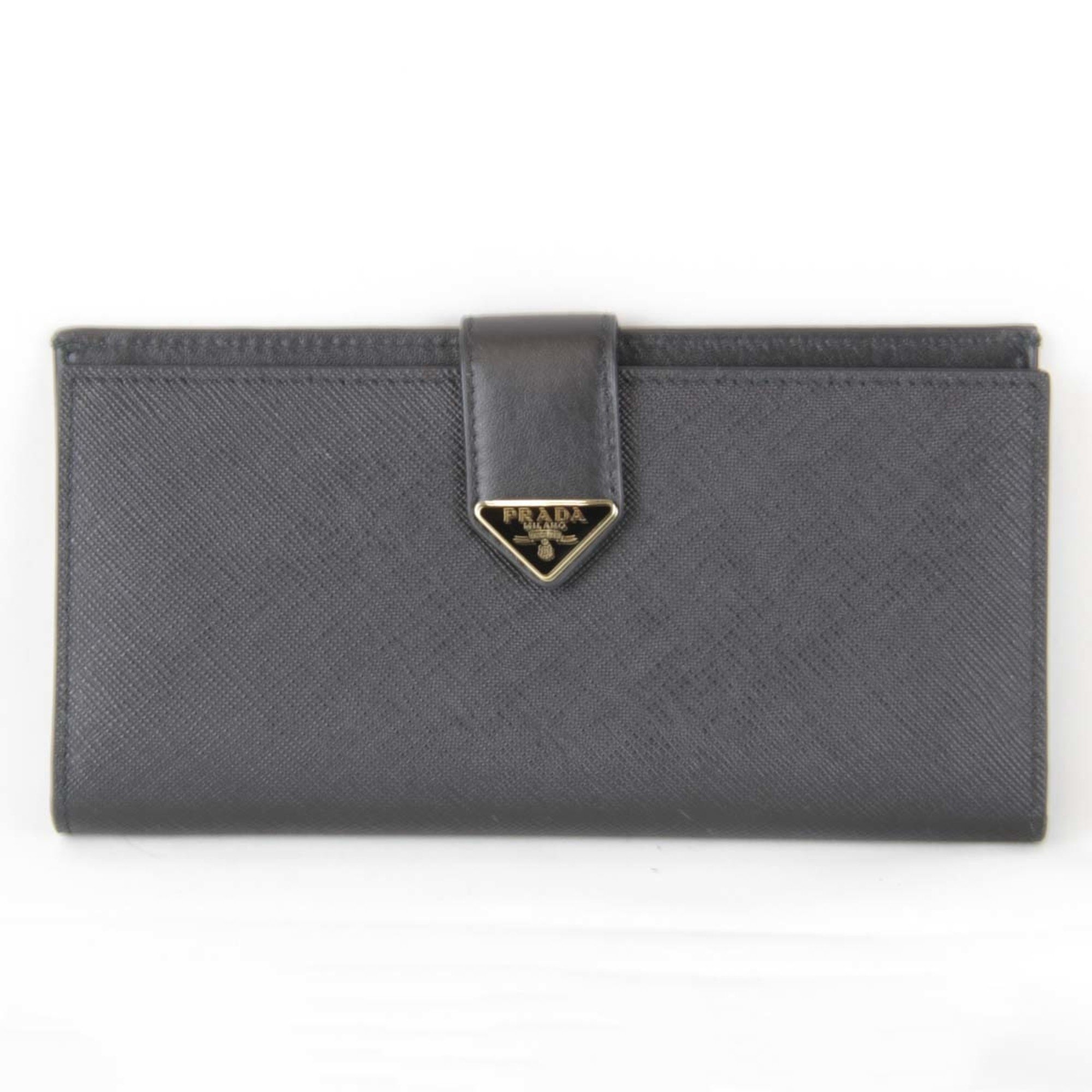 PRADA Prada Long Wallet Leather Black Women's