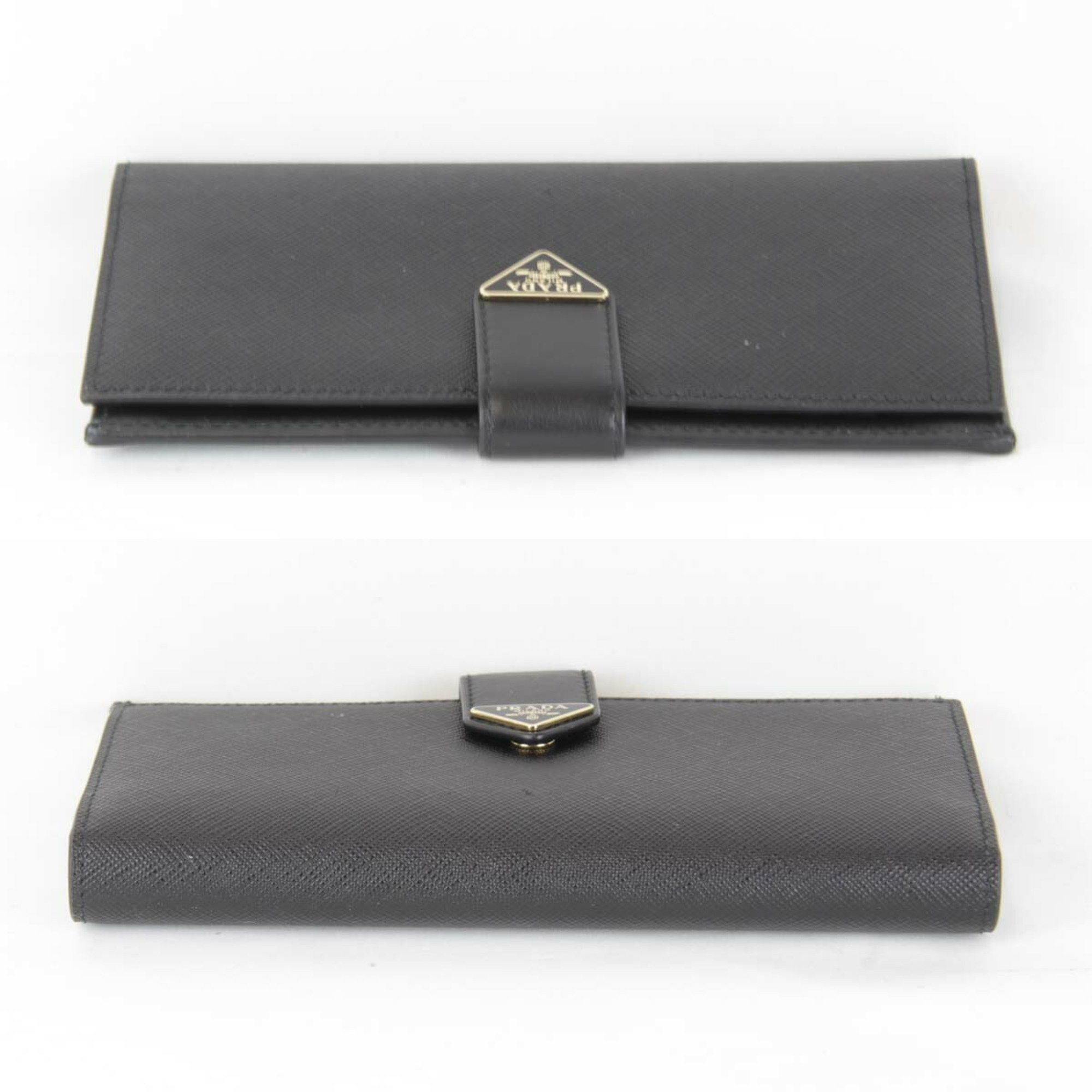 PRADA Prada Long Wallet Leather Black Women's