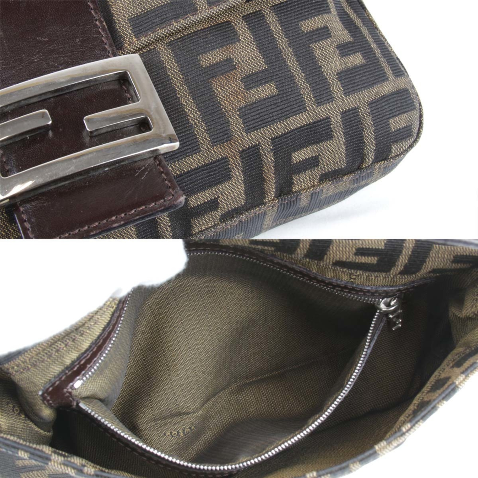 FENDI Mamma Bucket Shoulder Bag Canvas Khaki Women's