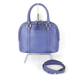 GUCCI Micro Guccissima 449654 493492 Handbag Shima Leather Blue Women's 6575240910441T