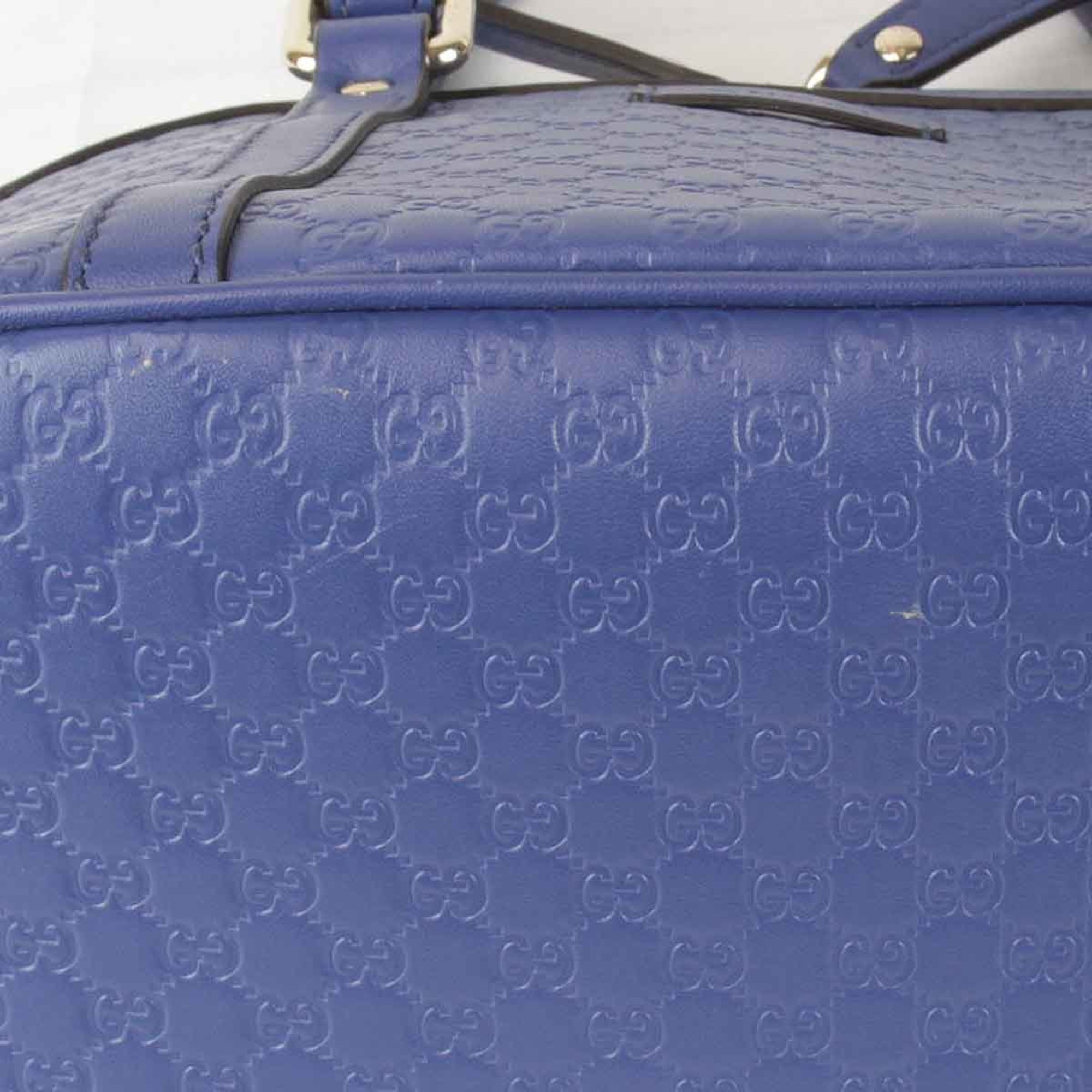 GUCCI Micro Guccissima 449654 493492 Handbag Shima Leather Blue Women's 6575240910441T