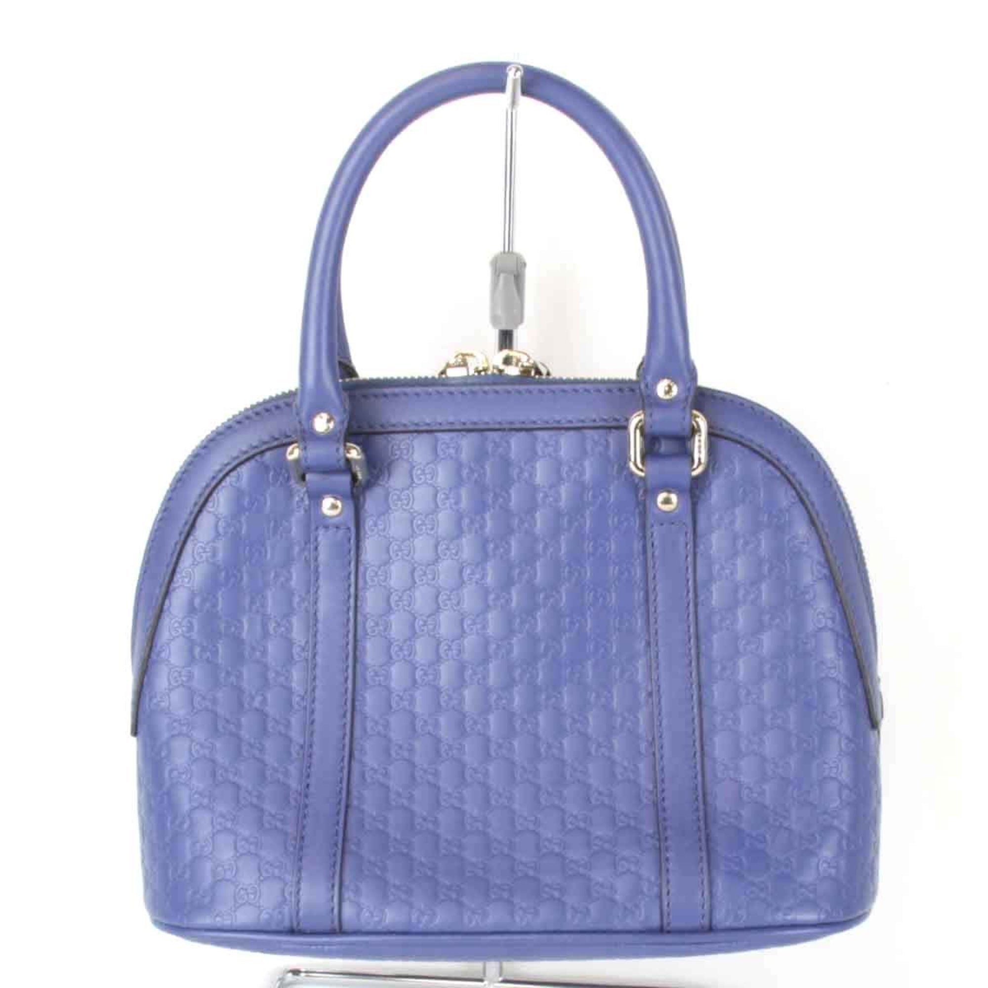 GUCCI Micro Guccissima 449654 493492 Handbag Shima Leather Blue Women's 6575240910441T