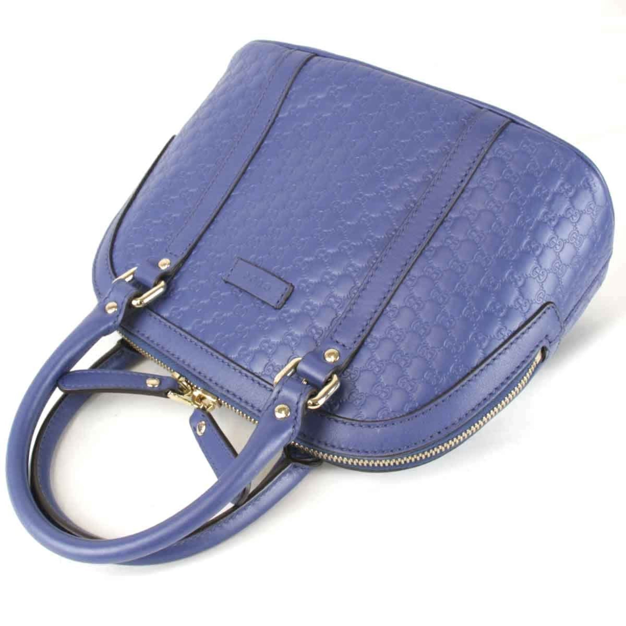 GUCCI Micro Guccissima 449654 493492 Handbag Shima Leather Blue Women's 6575240910441T