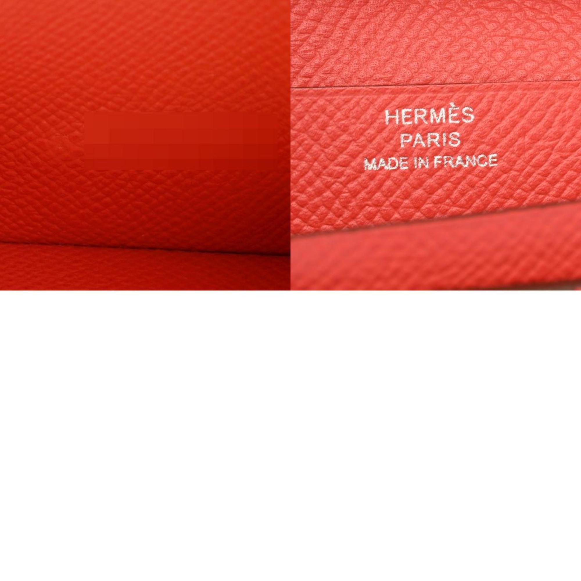 HERMES Bearn Souffle Rose Jaipur T Stamp (around 2015) Women's Epsom Leather Long Wallet