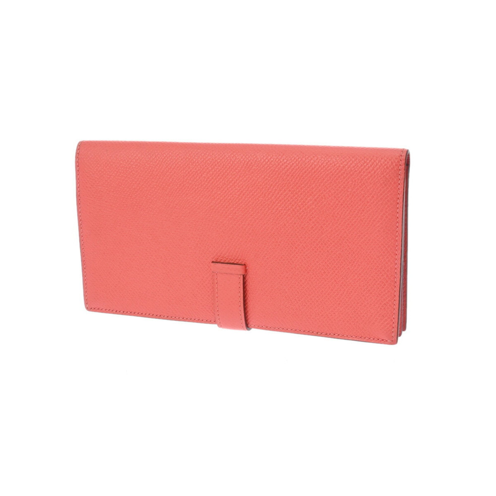 HERMES Bearn Souffle Rose Jaipur T Stamp (around 2015) Women's Epsom Leather Long Wallet