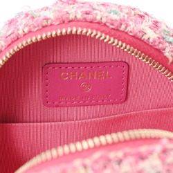 CHANEL Chanel Matelasse Round Chain Shoulder Pink Women's Tweed Bag