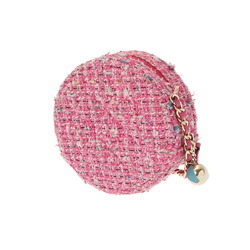 CHANEL Chanel Matelasse Round Chain Shoulder Pink Women's Tweed Bag