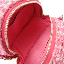 CHANEL Chanel Matelasse Round Chain Shoulder Pink Women's Tweed Bag