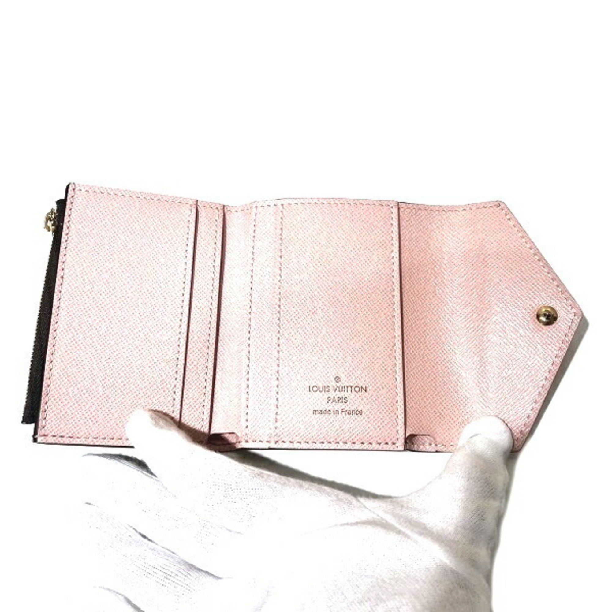 Louis Vuitton Monogram Portefeuille Zoe M62933 Rose Ballerine Tri-fold Wallet for Women