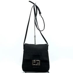 FENDI Zucchino Shoulder Bag Canvas Leather Black Women's