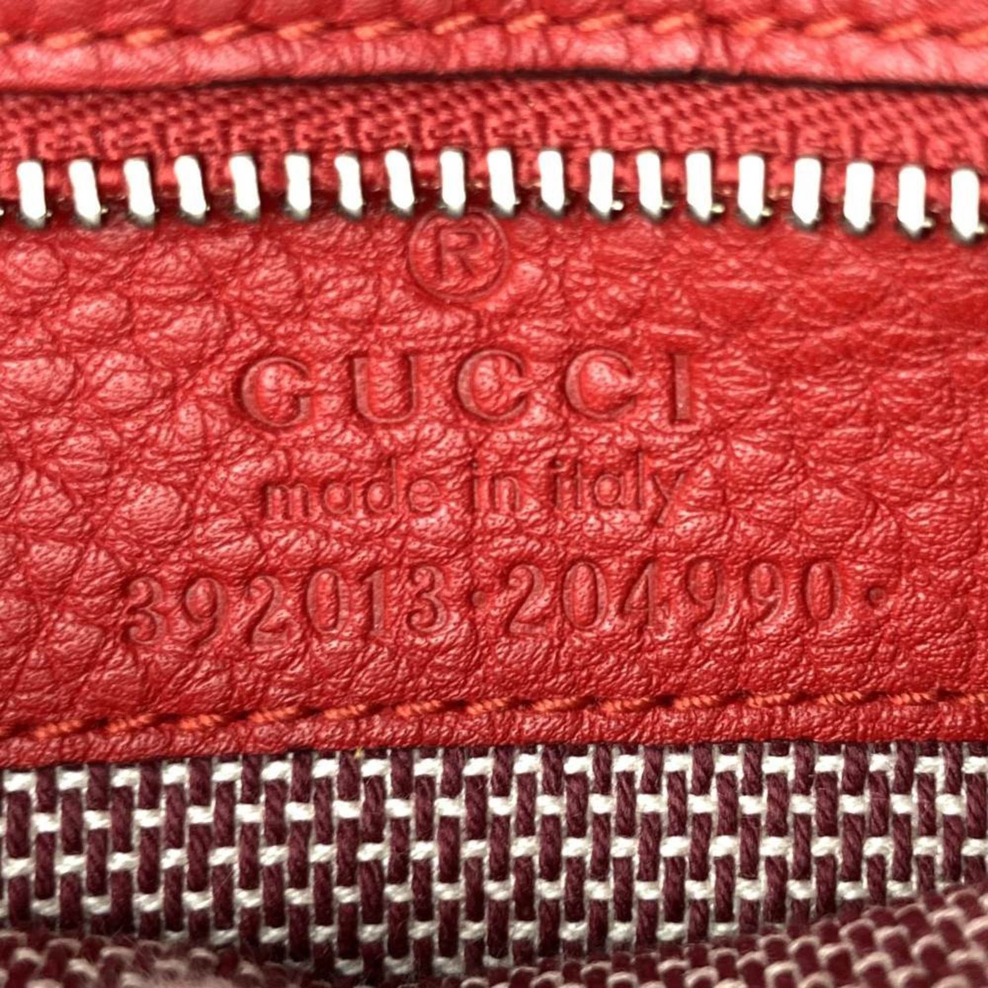 GUCCI 392013 Handbag Shoulder Bag 2way Bamboo Red Leather Women's