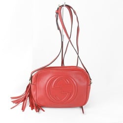 GUCCI 308364 498879 Shoulder Bag Leather Red Women's