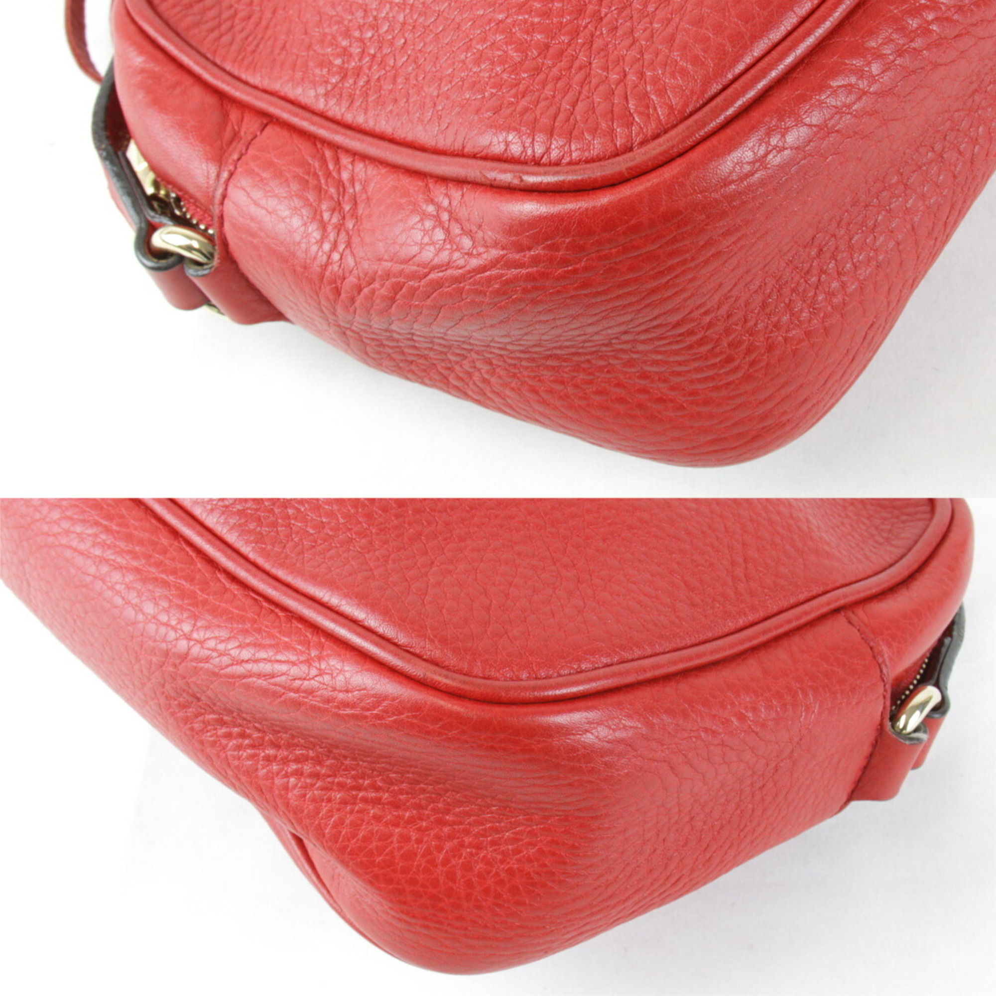 GUCCI 308364 498879 Shoulder Bag Leather Red Women's