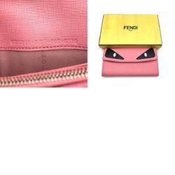 FENDI Bugs Monster Long Wallet Pink Leather 8M0340 Women's Men's