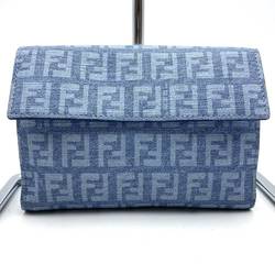 FENDI Fendi Bi-fold Wallet Compact Zucchino Blue Men's Women's