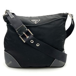 PRADA Prada shoulder bag black nylon leather men women