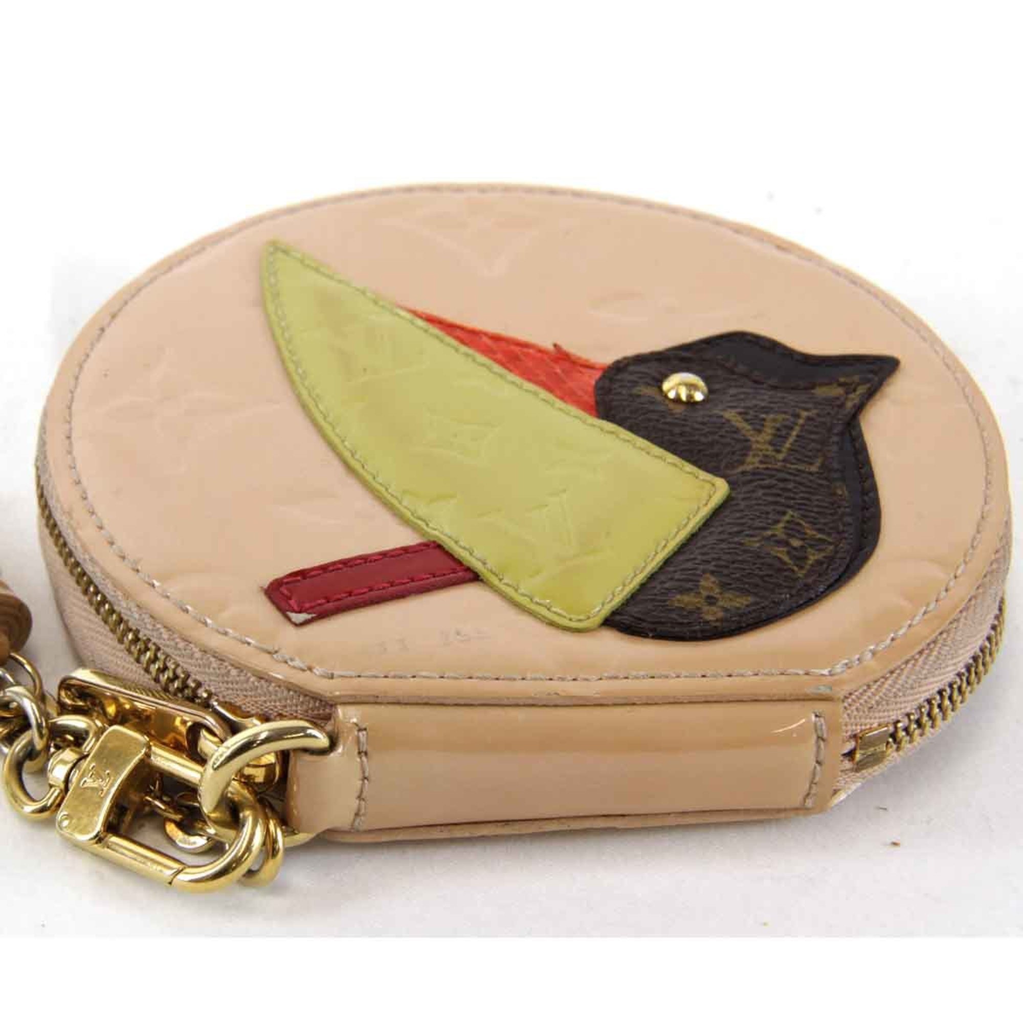 LOUIS VUITTON Louis Vuitton Portemonnaie Oiseau M91388 Coin Case Vernis Beige Women's