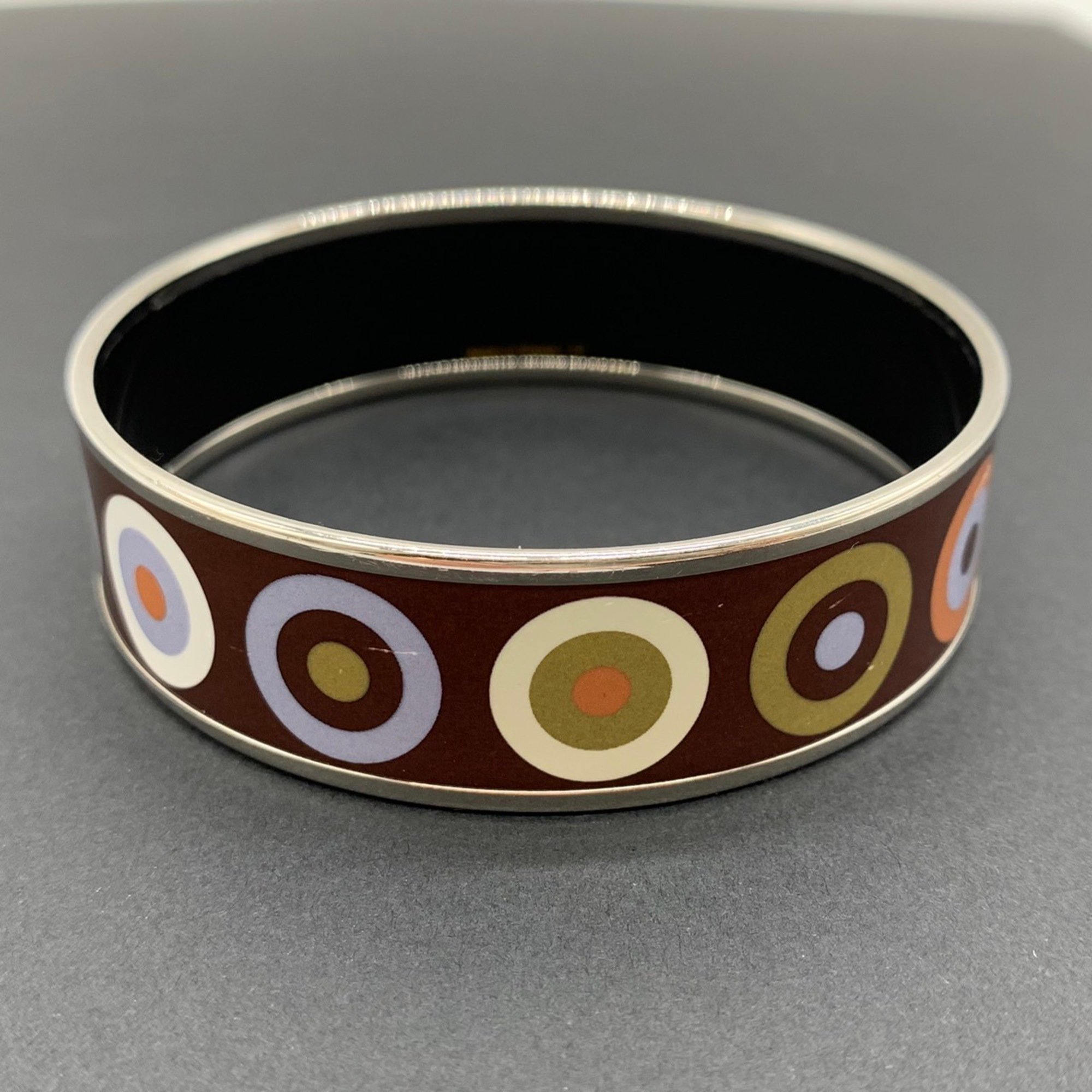 HERMES Hermes enamel GM bangle bracelet metal brown circle cloisonne ladies