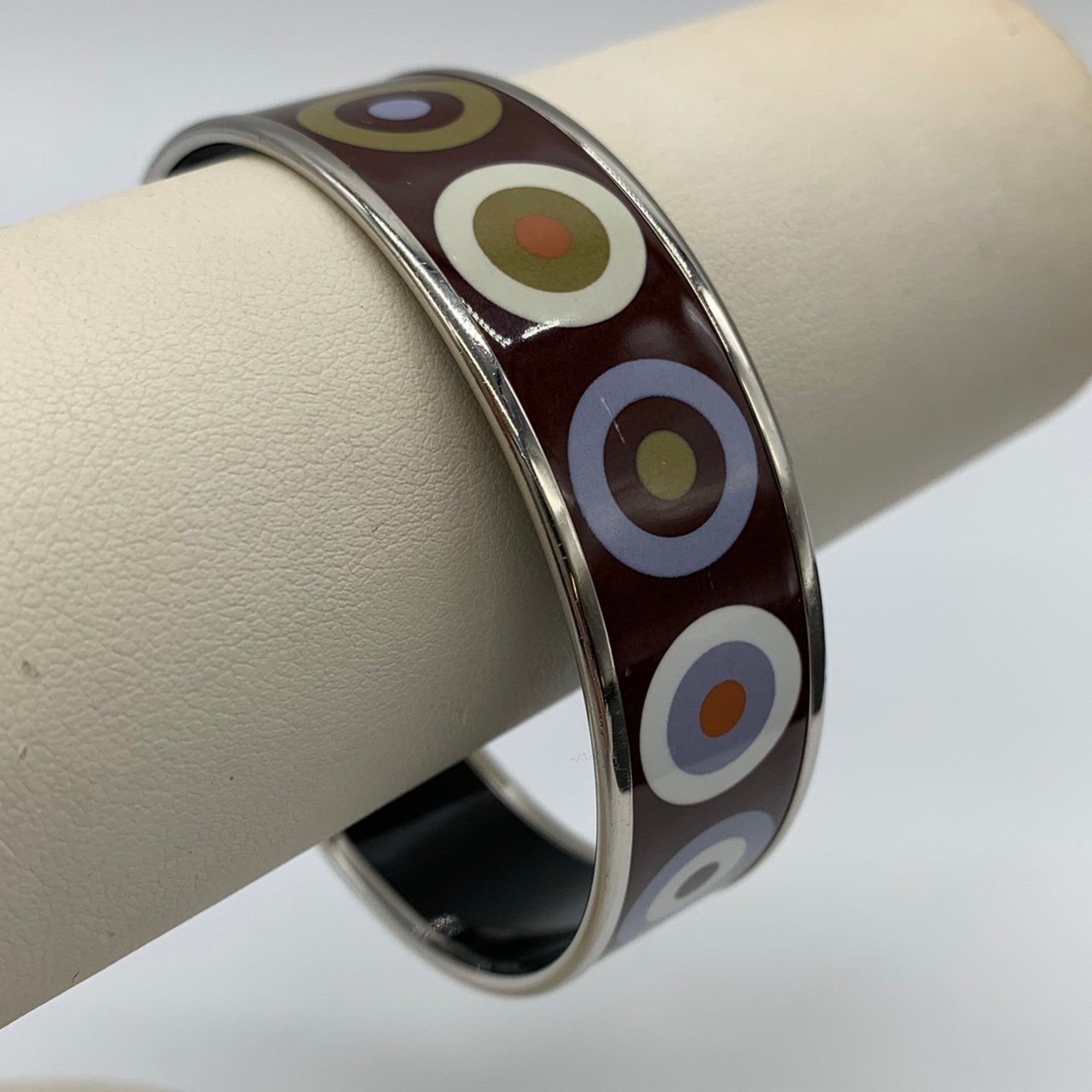 HERMES Hermes enamel GM bangle bracelet metal brown circle cloisonne ladies