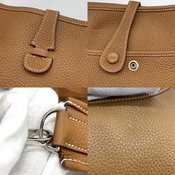 HERMES Evelyn 3 PM Shoulder Bag Taurillon Clemence Gold Brown Women's