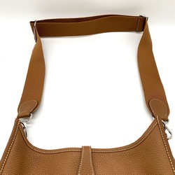 HERMES Evelyn 3 PM Shoulder Bag Taurillon Clemence Gold Brown Women's