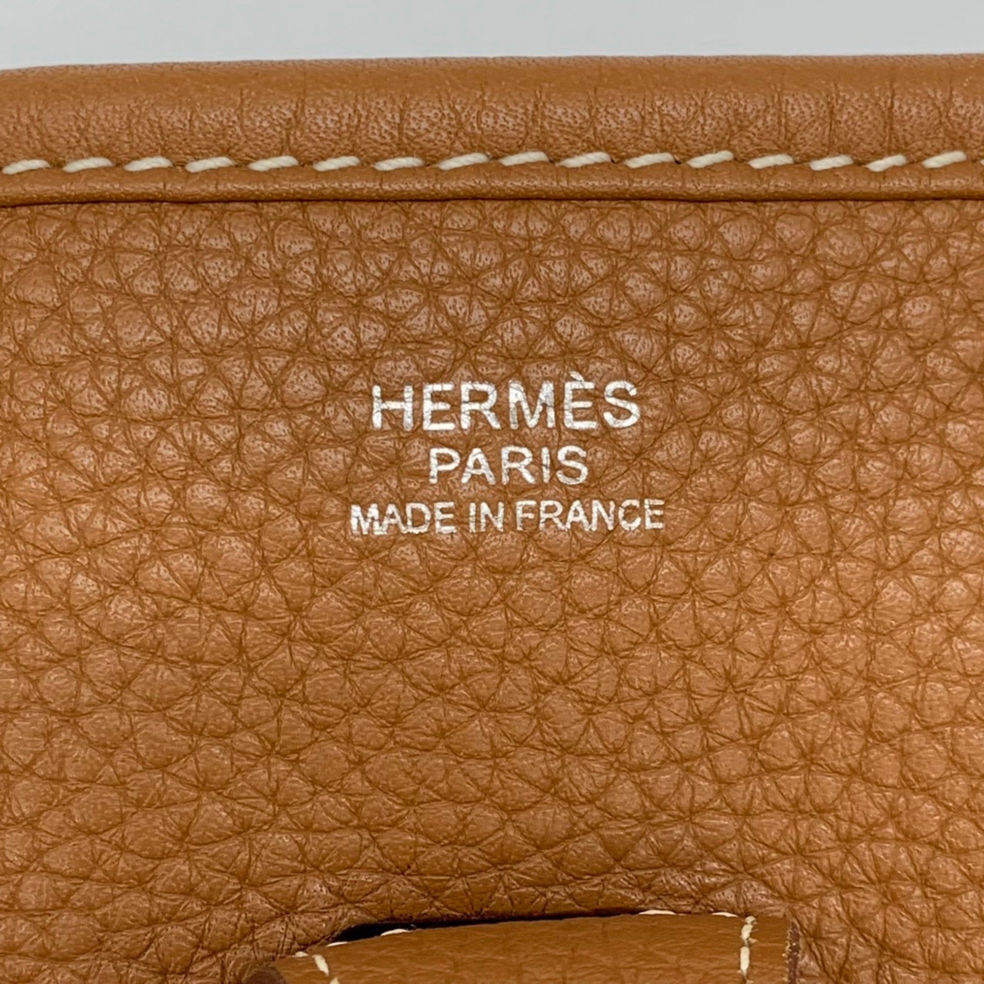 HERMES Evelyn 3 PM Shoulder Bag Taurillon Clemence Gold Brown Women's