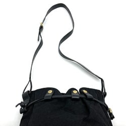 CELINE Shoulder Bag, Black, Canvas, Leather, Women's, M05