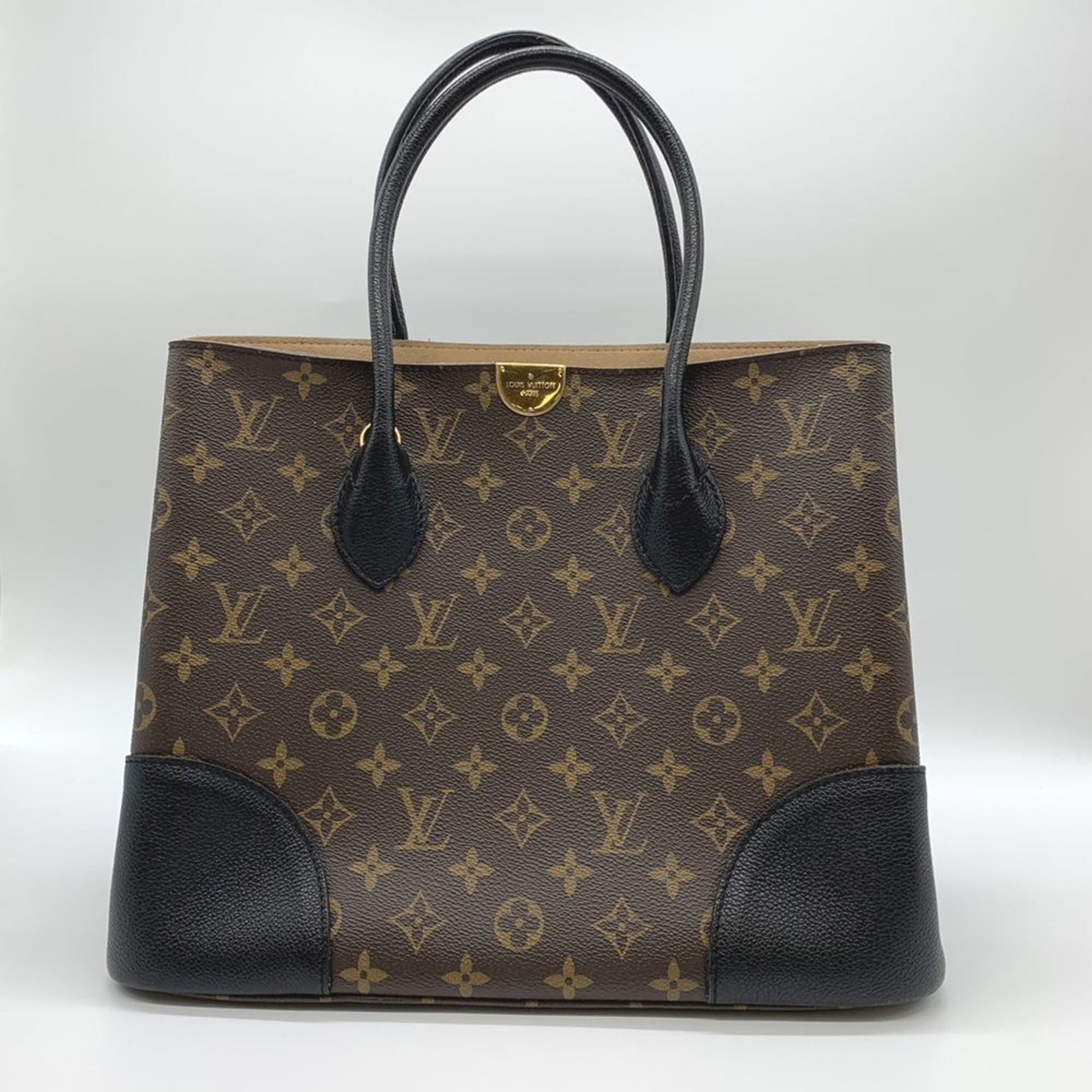 LOUIS VUITTON Louis Vuitton Flandrin Tote Bag Monogram Canvas Leather Brown Black Noir Women's M41595