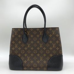 LOUIS VUITTON Louis Vuitton Flandrin Tote Bag Monogram Canvas Leather Brown Black Noir Women's M41595