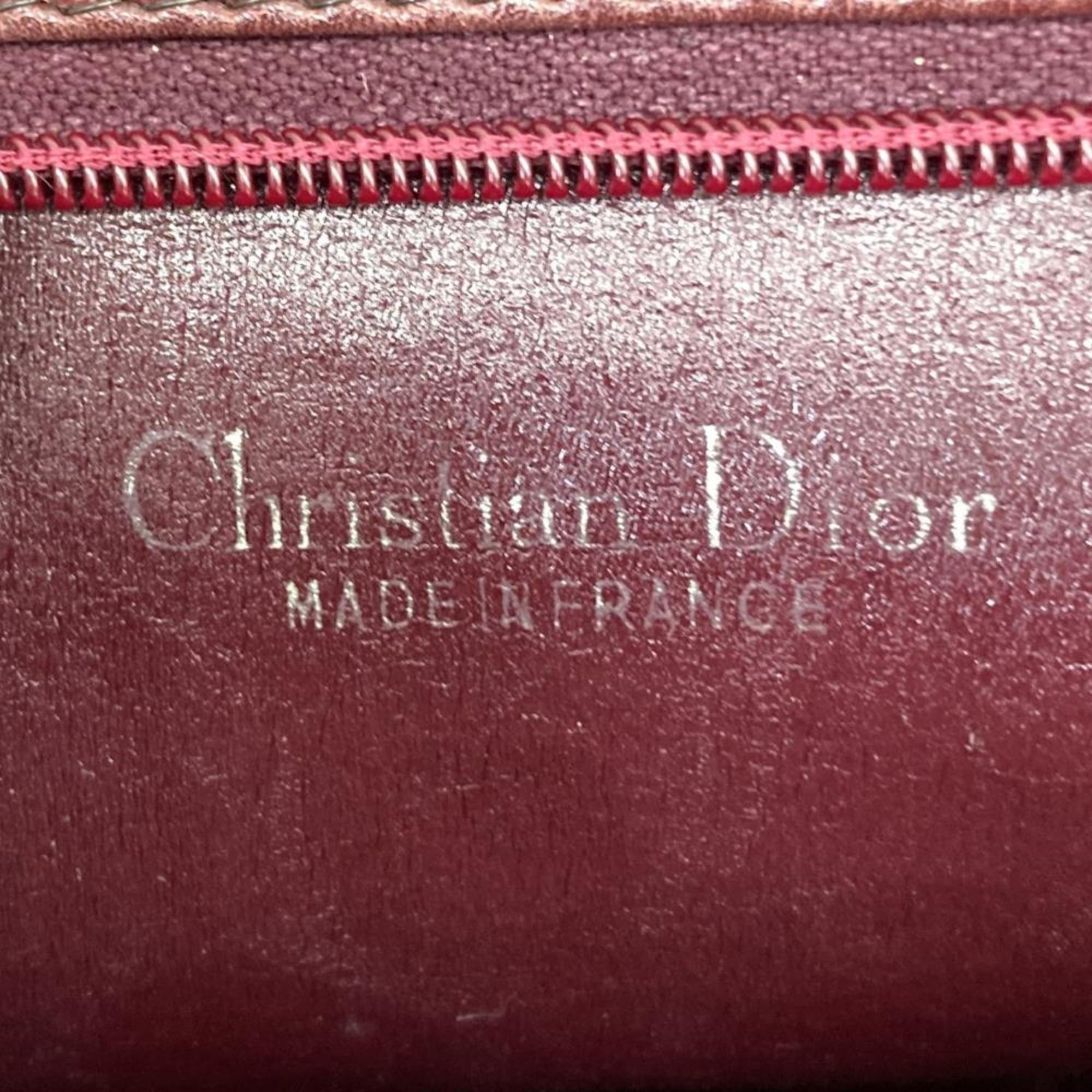 Christian Dior Dior One Shoulder Trotter Bag Wine Red Canvas Leather Women's