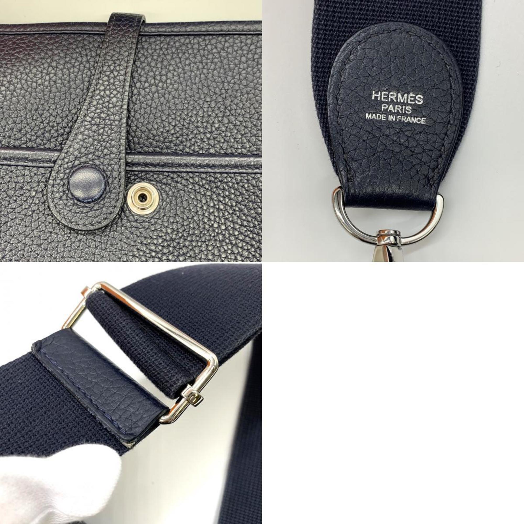 HERMES Evelyn 3 PM Blue Nuit Taurillon Clemence Shoulder Bag D Stamp 2019 Navy Women's