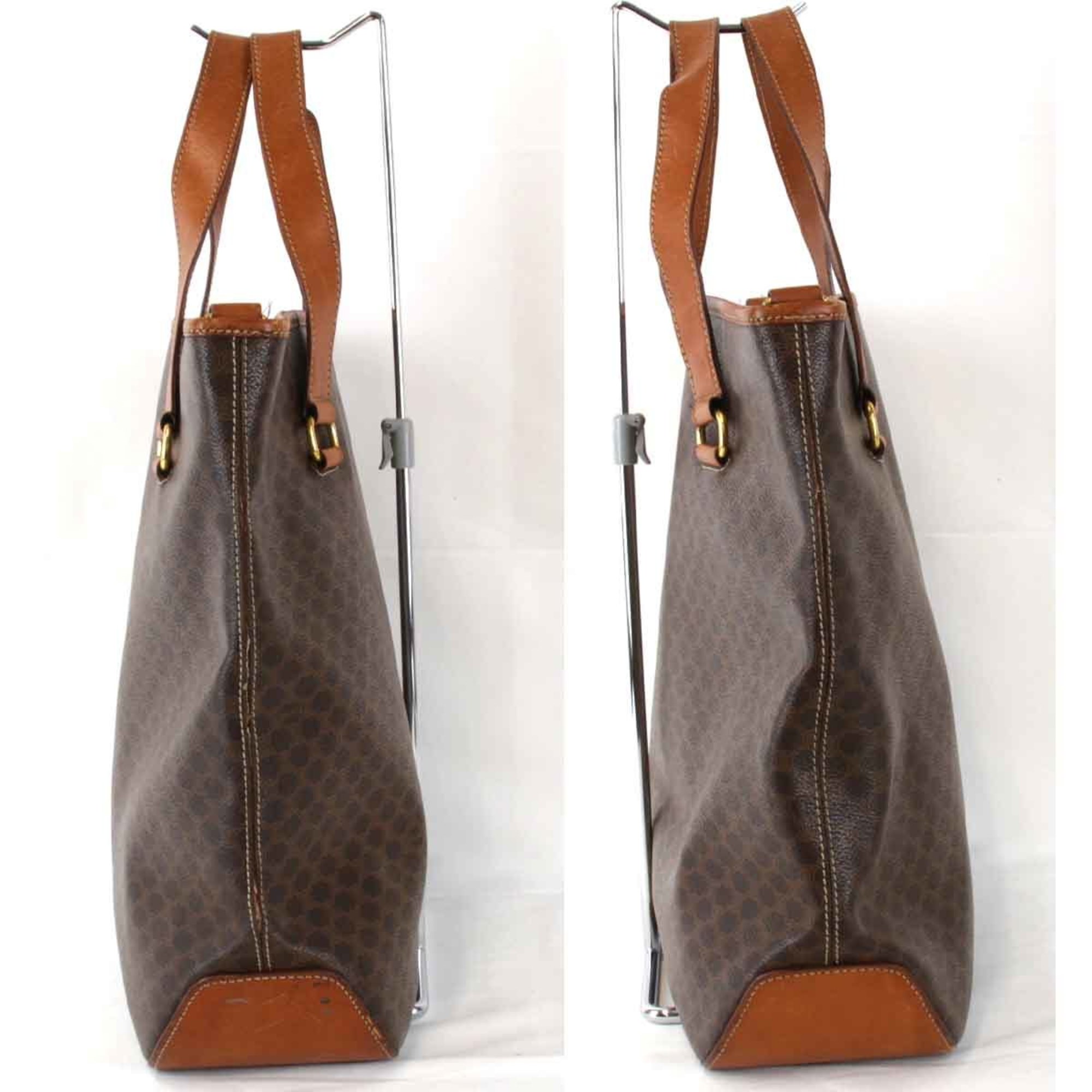 CELINE Macadam Tote Bag Leather/Brown Women's