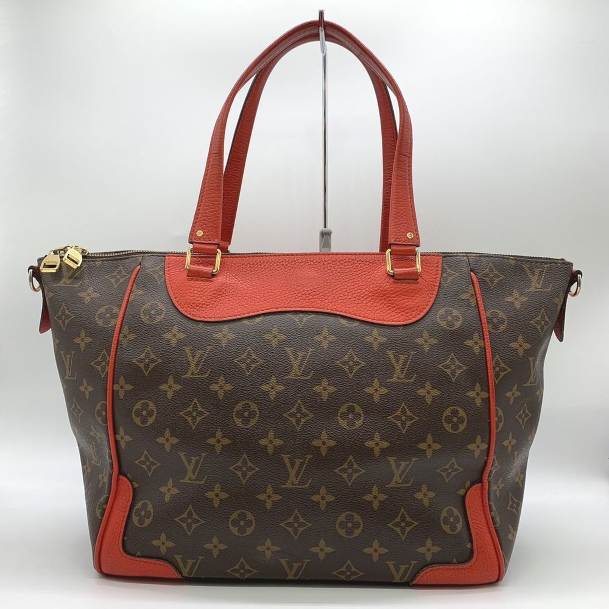 LOUIS VUITTON Louis Vuitton Estrella MM Tote Bag Monogram Canvas Leather Brown Red Coquelicot Women's M51193