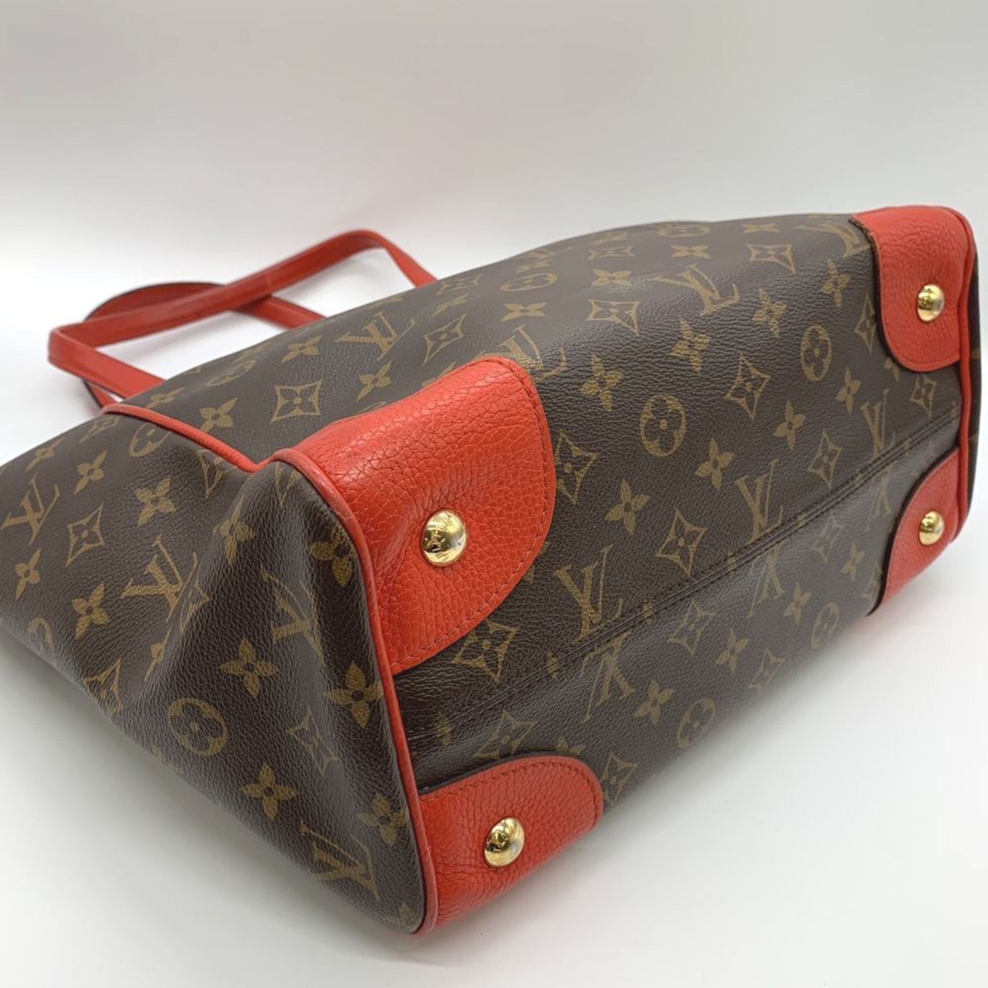 LOUIS VUITTON Louis Vuitton Estrella MM Tote Bag Monogram Canvas Leather Brown Red Coquelicot Women's M51193