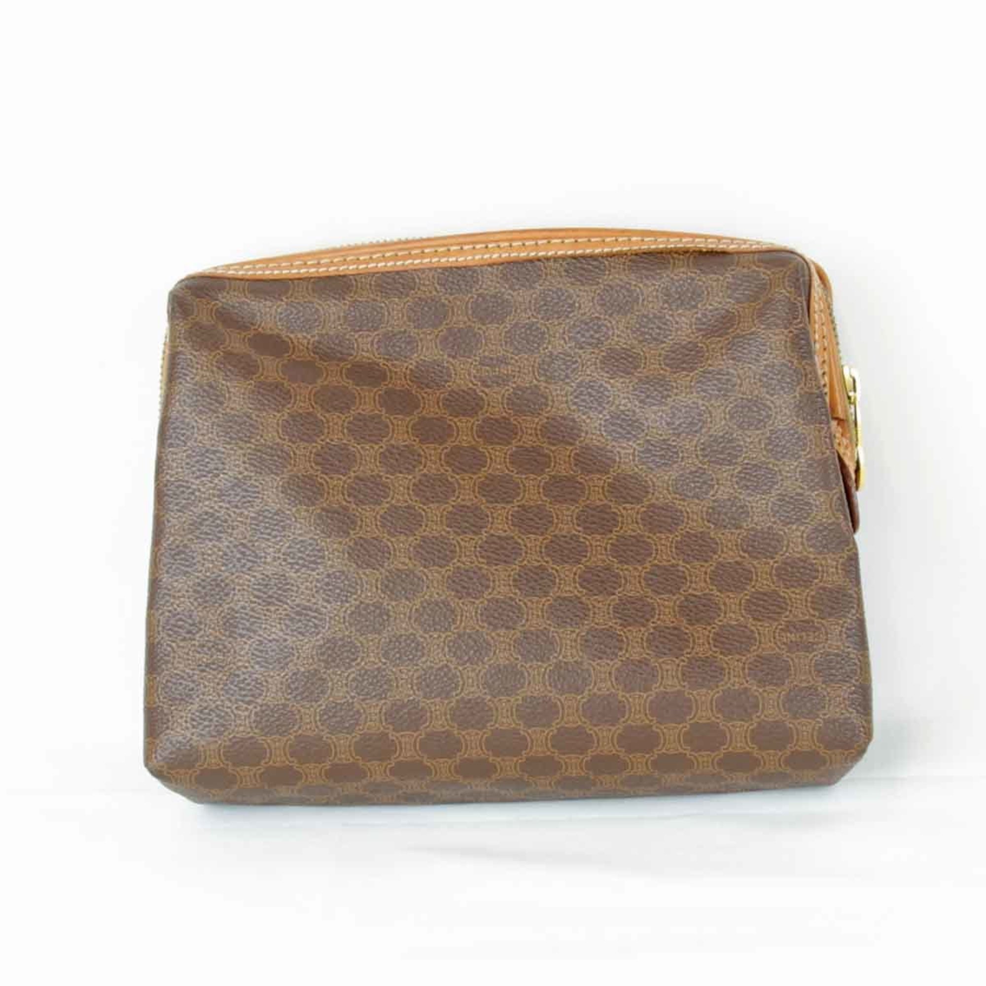 CELINE Macadam Pattern Pouch / Leather Brown Women's 1355240910434T