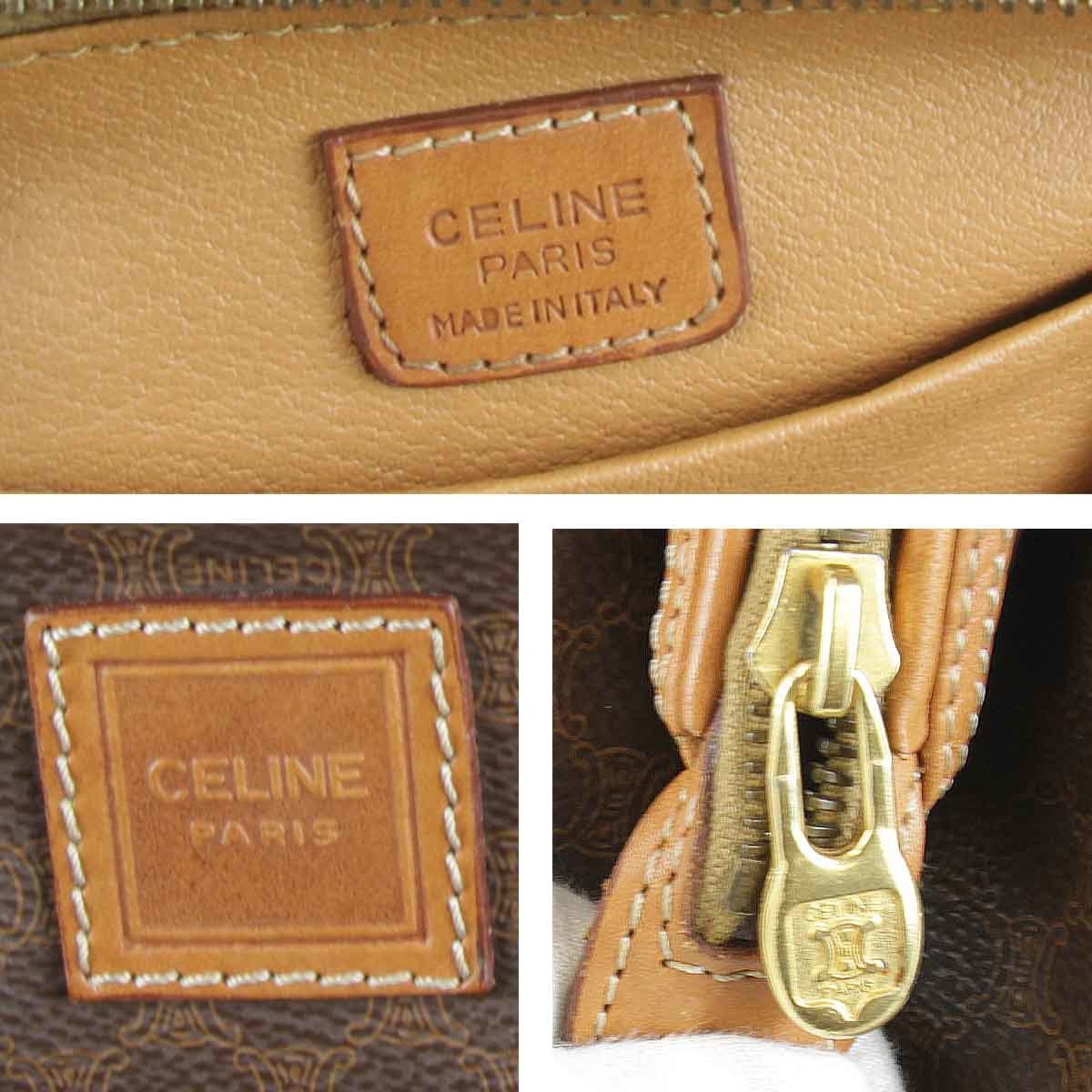 CELINE Macadam Pattern Pouch / Leather Brown Women's 1355240910434T