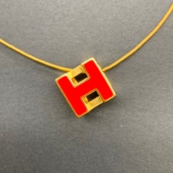 HERMES CAGE d'Ash Cube Necklace H Gold Red Women's