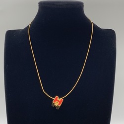 HERMES CAGE d'Ash Cube Necklace H Gold Red Women's