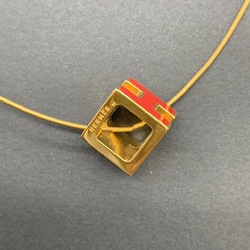 HERMES CAGE d'Ash Cube Necklace H Gold Red Women's