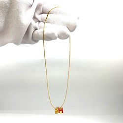 HERMES CAGE d'Ash Cube Necklace H Gold Red Women's