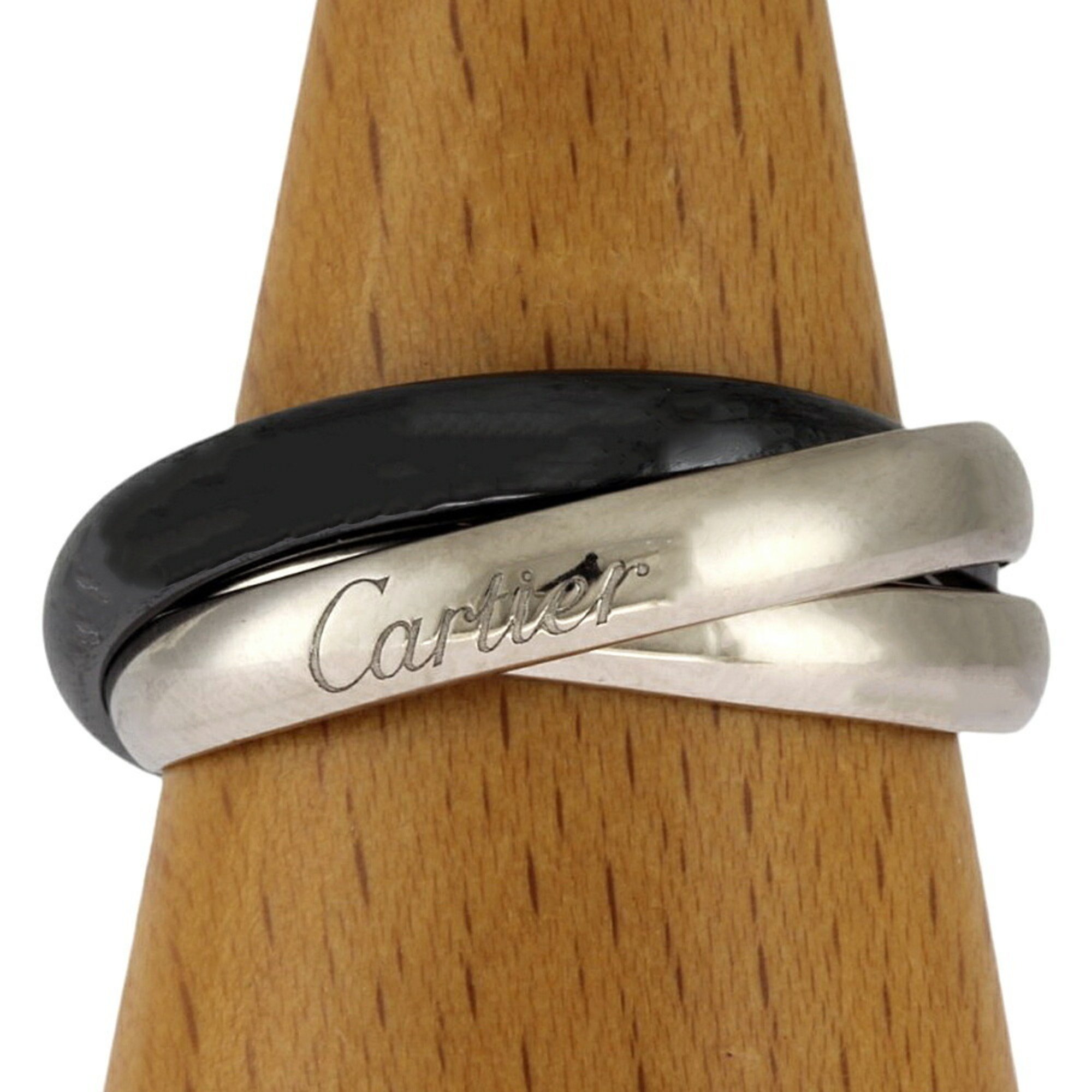 Cartier Classic Trinity Black & White Ring, Cartier, size 18, 18k, unisex, CARTIER