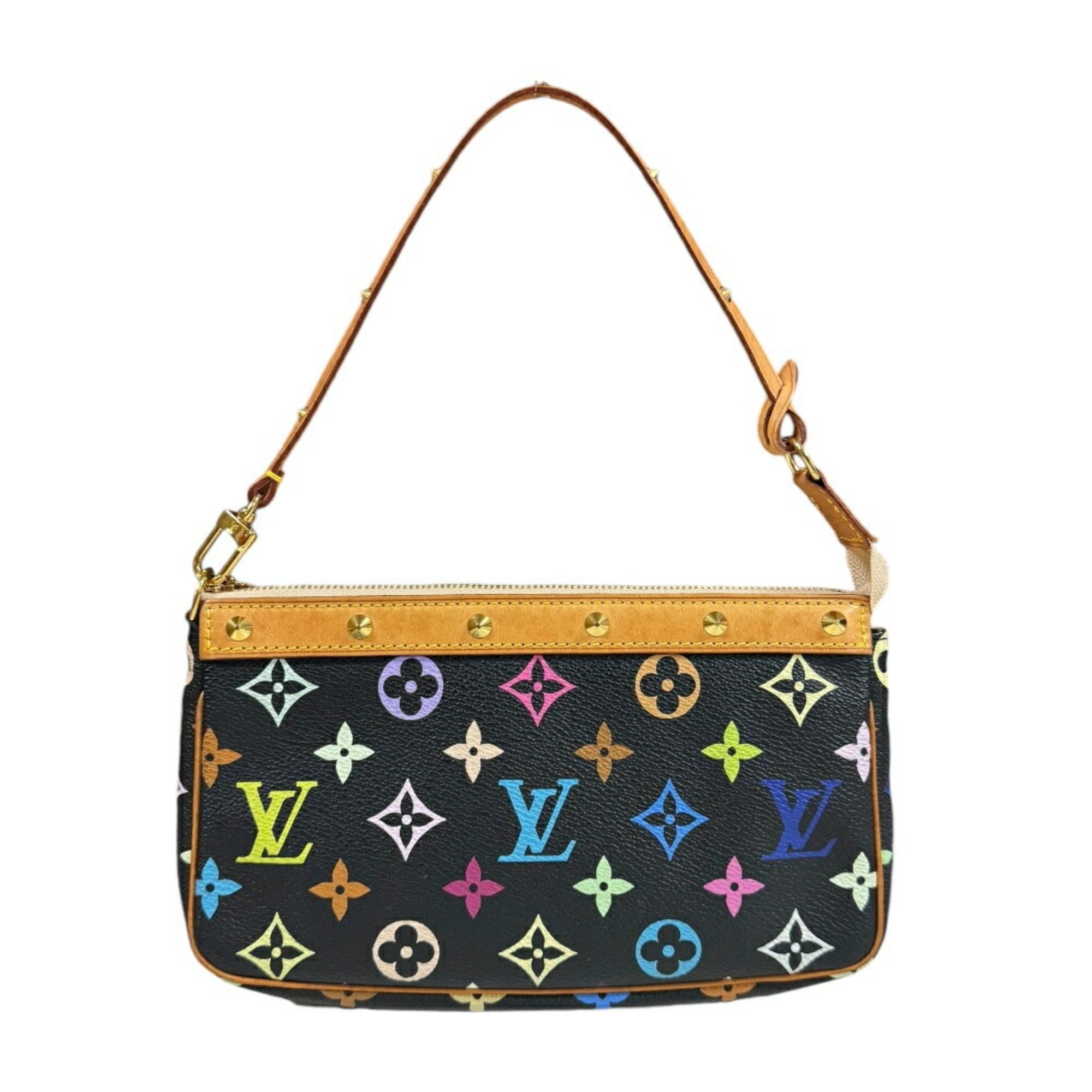 Louis Vuitton Pochette Accessoires Monogram Multicolor Handbag M92648 Black Women's LOUIS VUITTON