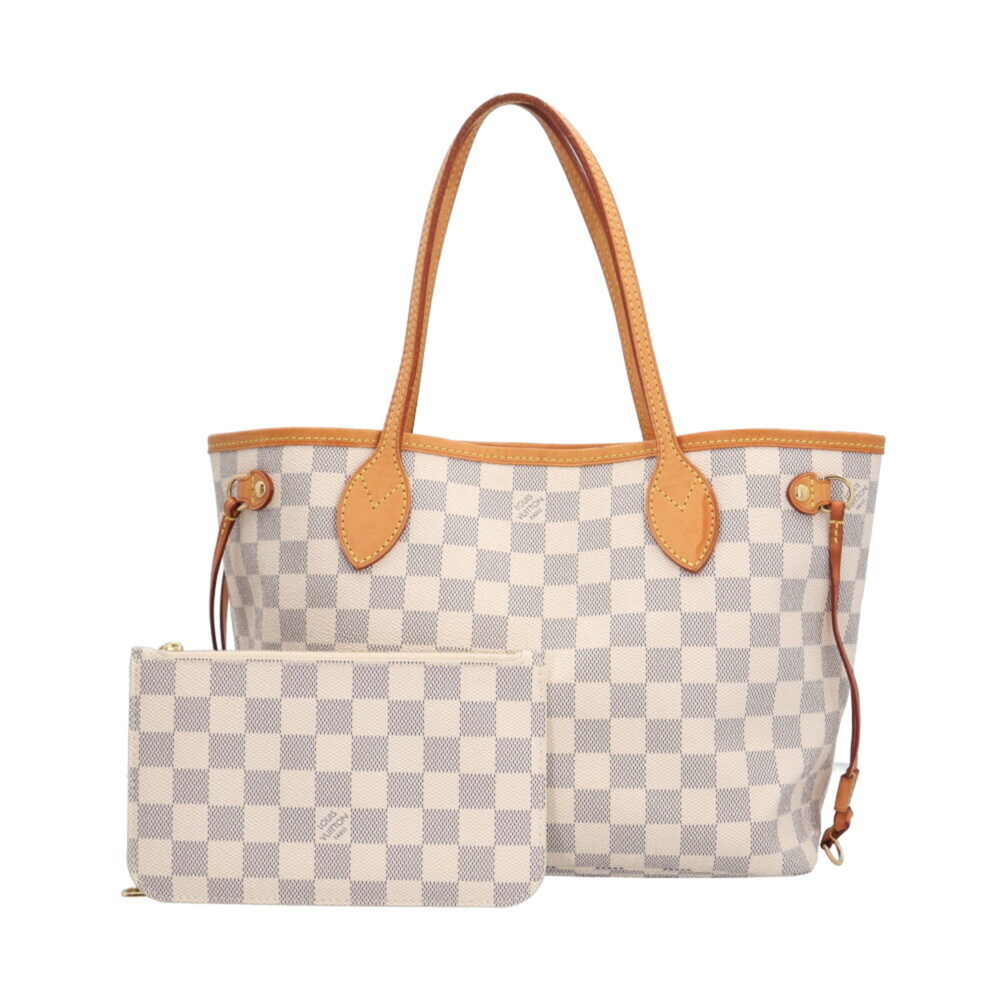 Louis Vuitton Neverfull PM Damier Azur Tote Bag Canvas N40605 White Women's LOUIS VUITTON