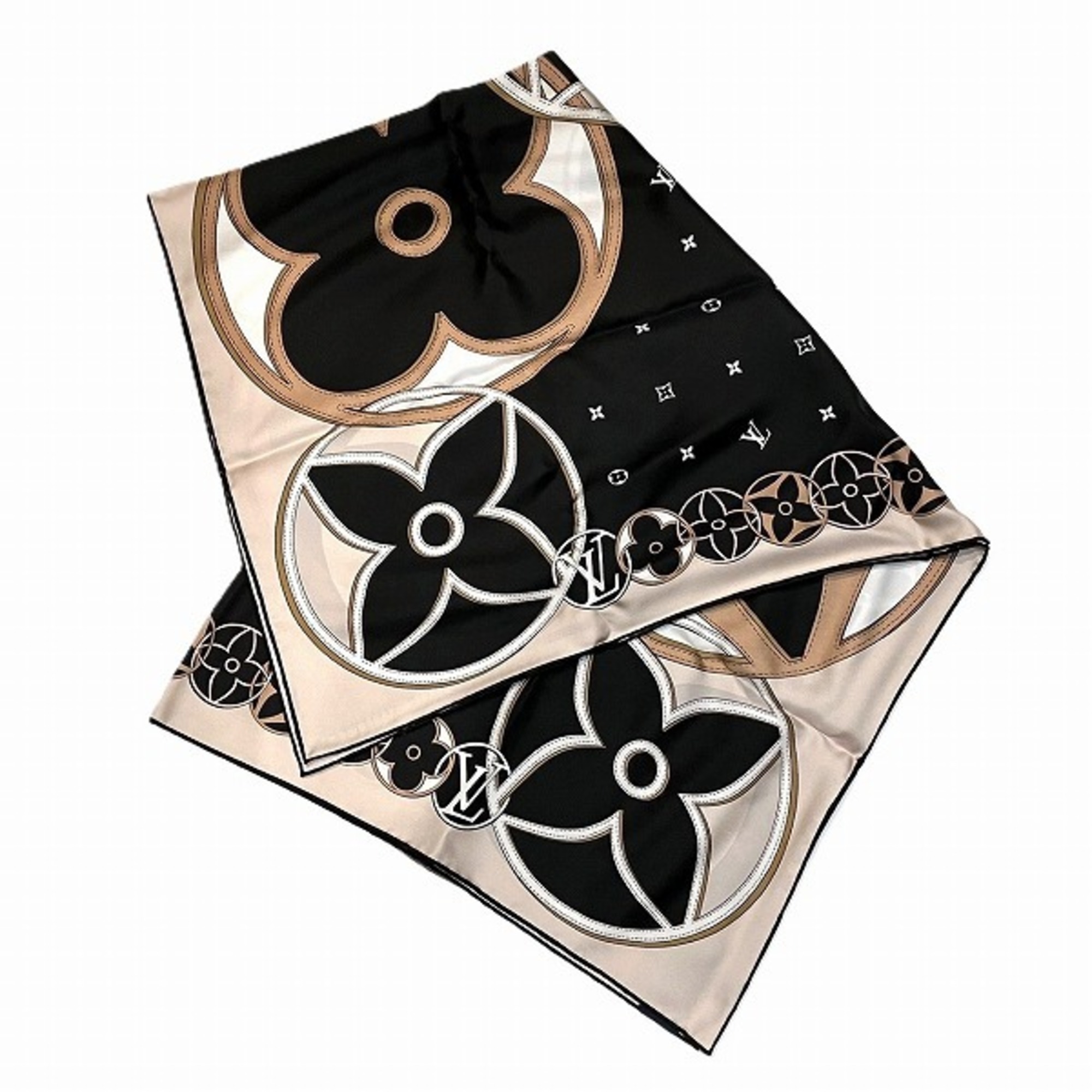 Louis Vuitton Monogram Flower Motif Carré 90 LV Duality M78408 Accessories Scarves Stoles Women's Items